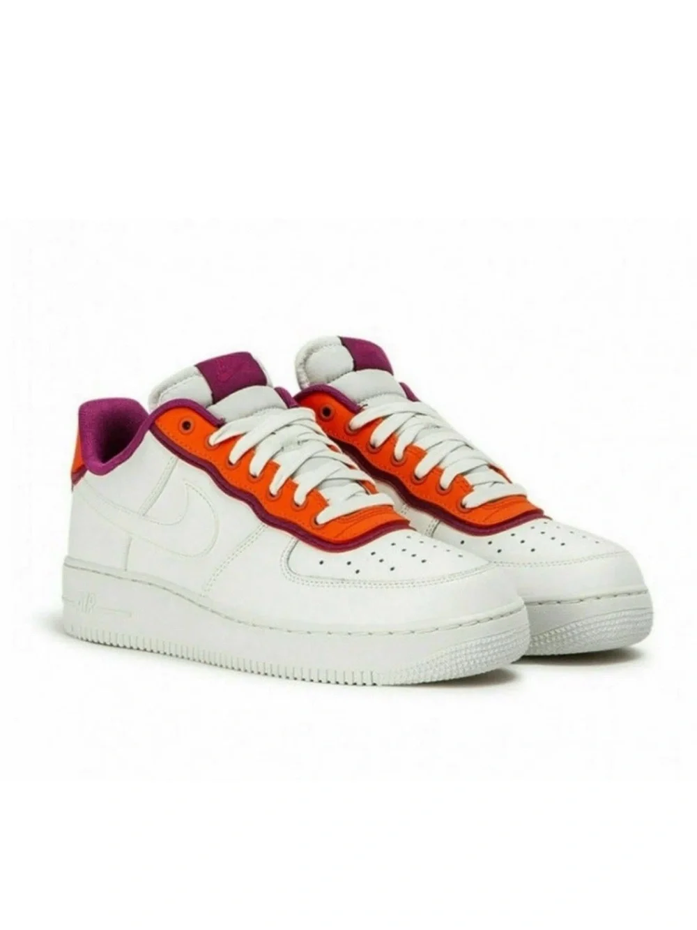 Nike Kids White Sneakers with Orange & Purple Trim